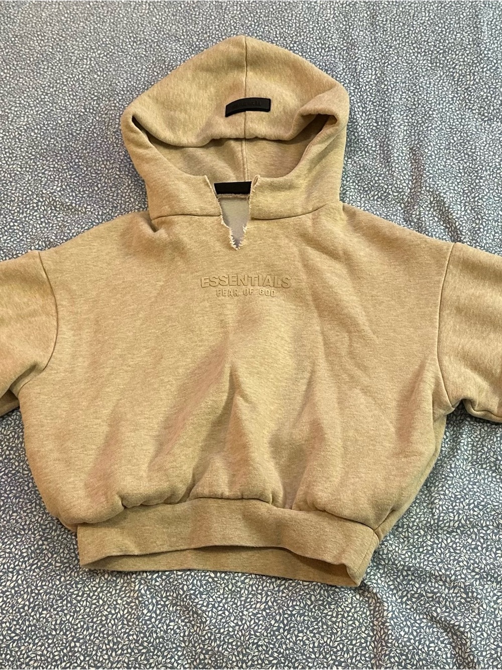 Fear of God Essentials Kids 6/7 Hoodie Oatmeal - Raw Neck